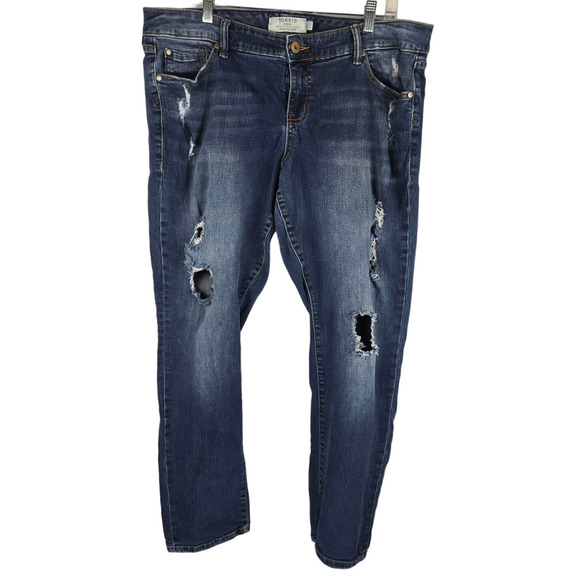 torrid Denim - Torrid Boyfriend Straight Medium Wash Distressed Whiskering Women's Jeans 16
